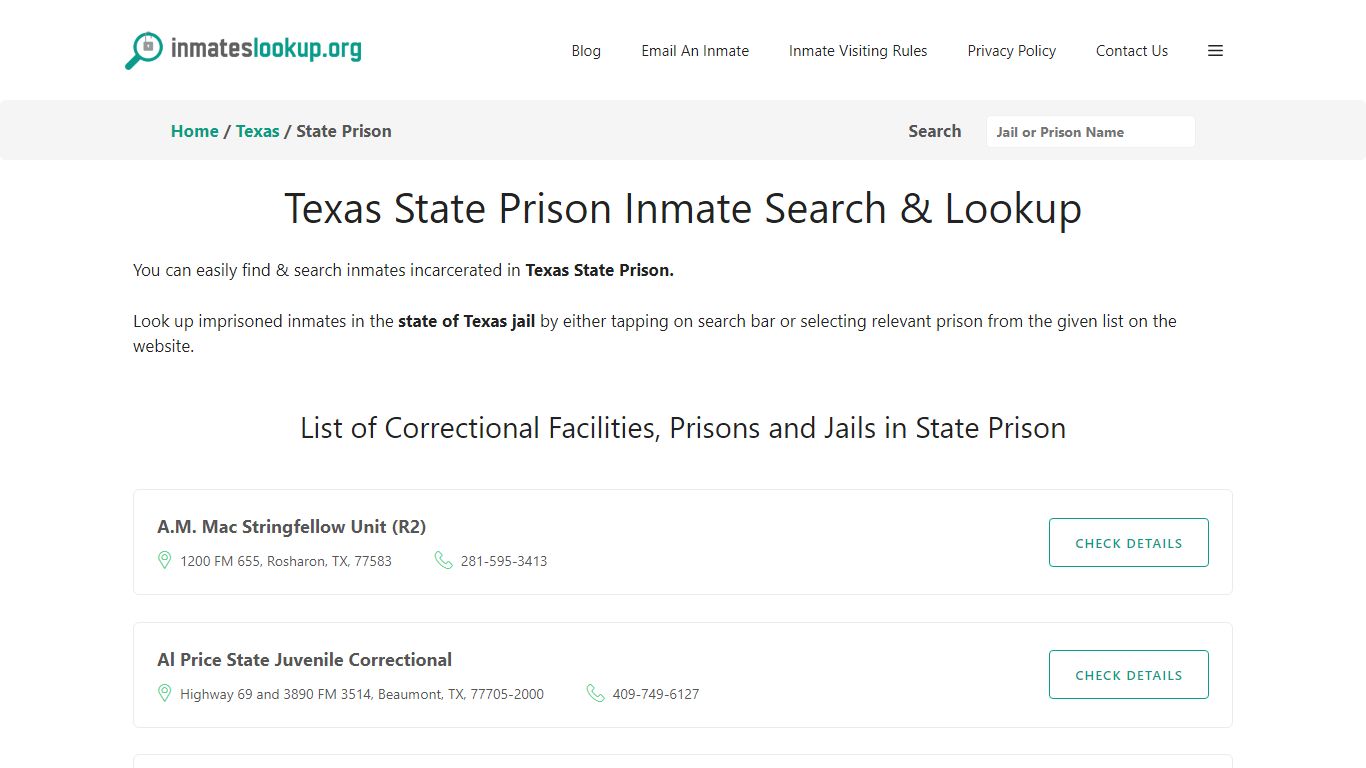 Texas State Prison Inmate Search & Lookup