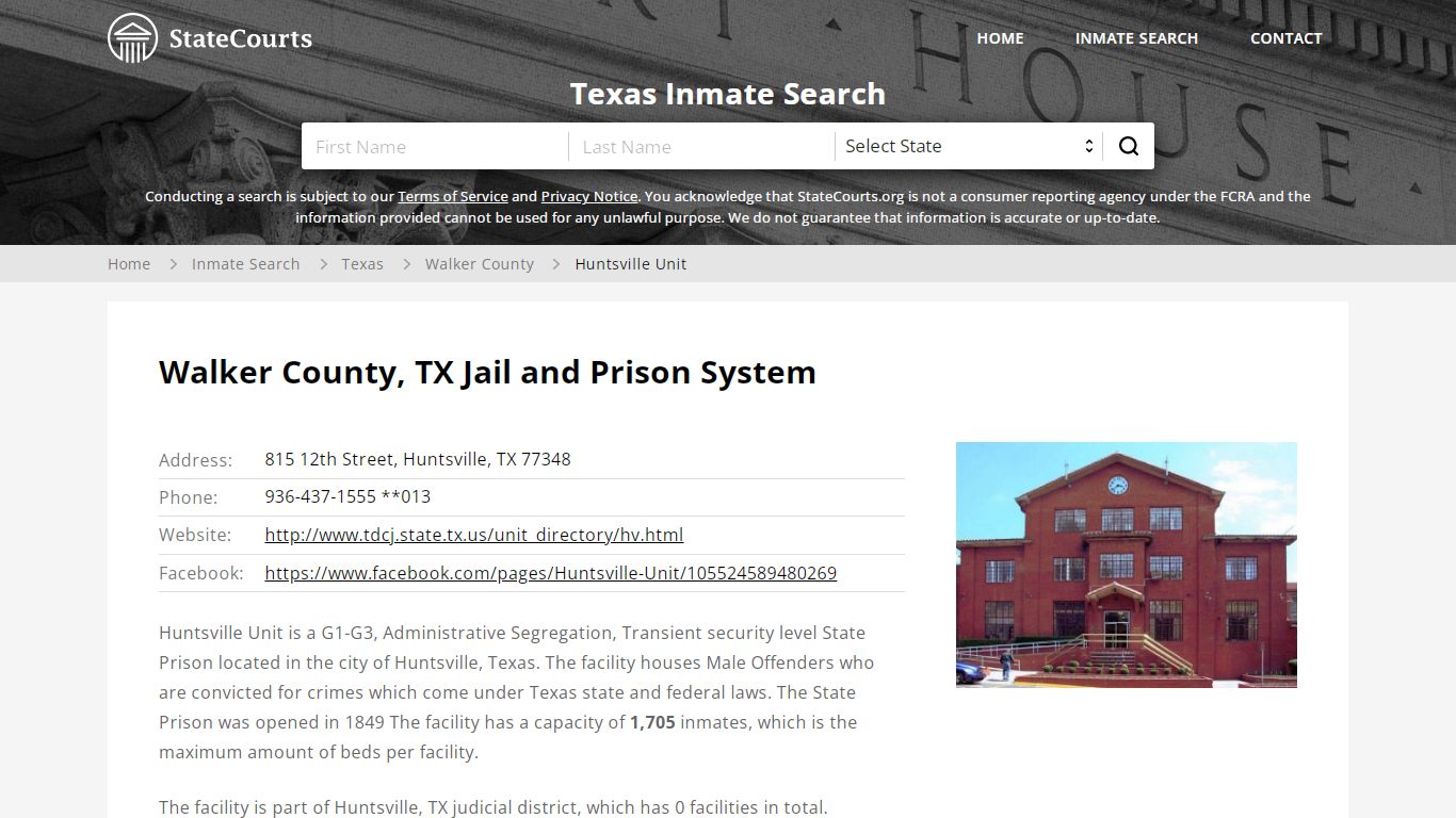 Huntsville Unit Inmate Records Search, Texas - StateCourts